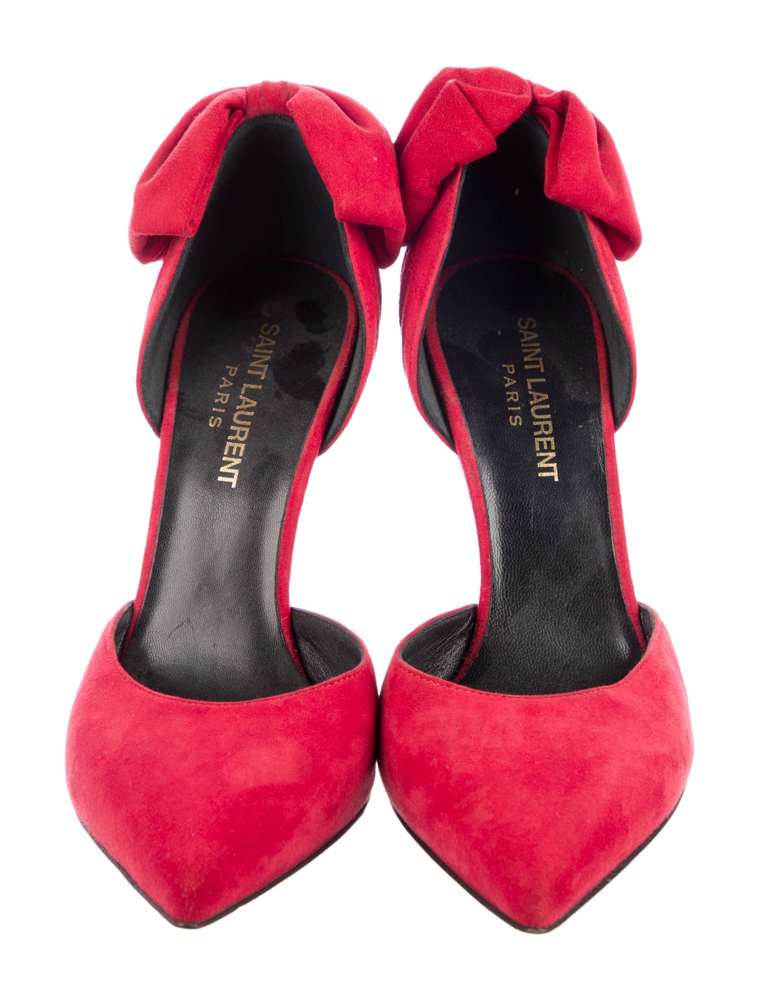 Saint Laurent Suede Bow Accents D'Orsay Pumps